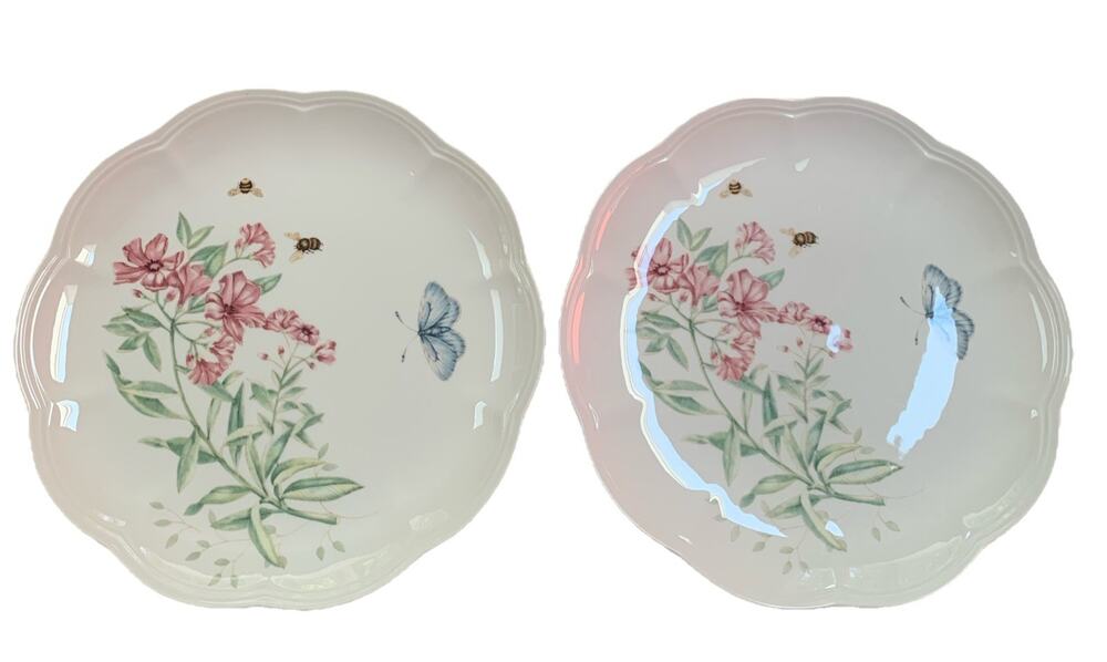 Lenox Butterfly Meadow 9 1/8” Plates Swallowtail Scalloped Butterfly Bee Set 2
